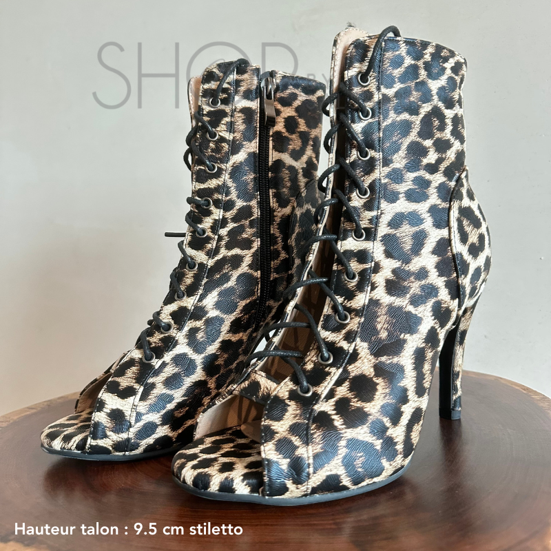 LEOPARD HEELS BOOTS