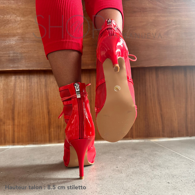 RED TRANSPARENT HEELS SHOES