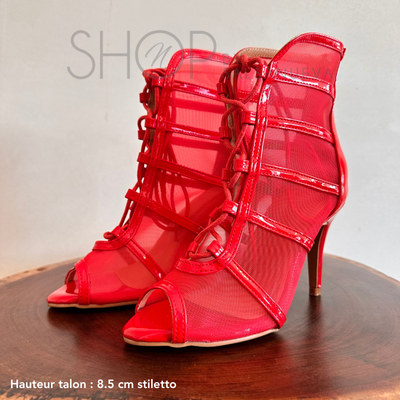 RED TRANSPARENT HEELS SHOES