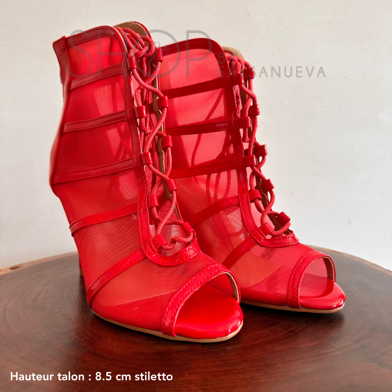 RED TRANSPARENT HEELS SHOES