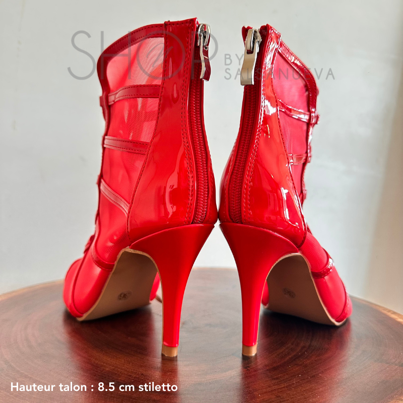 RED TRANSPARENT HEELS SHOES