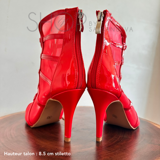 RED TRANSPARENT HEELS SHOES