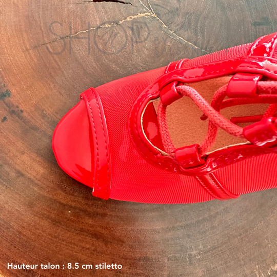 RED TRANSPARENT HEELS SHOES
