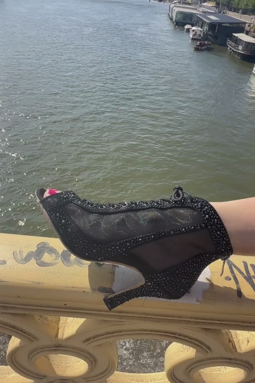 BLACK RHINESTONES BOOTS