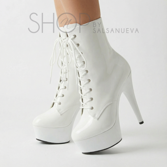 BOTTINES POLE NUEVA CUIR BLANC