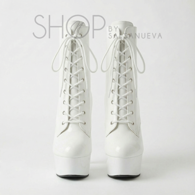 BOTTINES POLE NUEVA CUIR BLANC