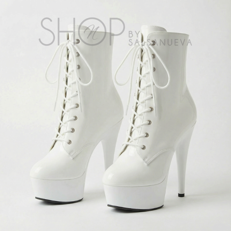 BOTTINES POLE NUEVA CUIR BLANC