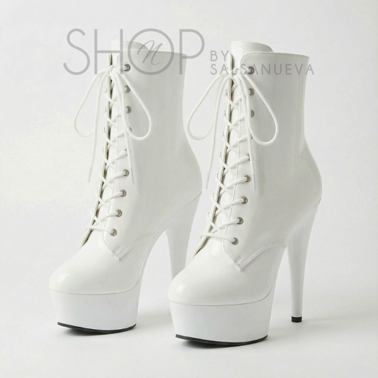 BOTTINES POLE NUEVA CUIR BLANC