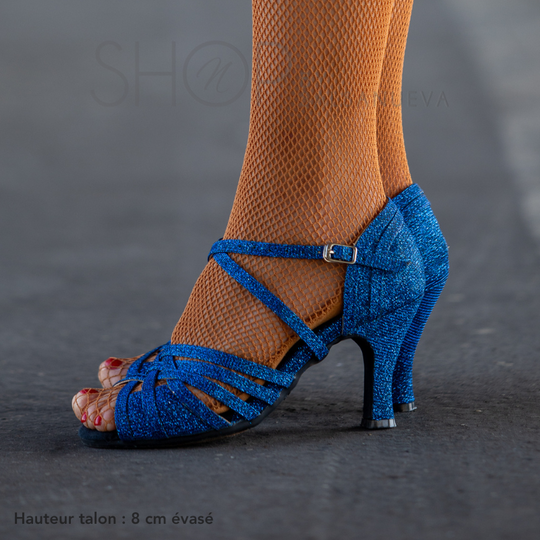 chaussure de danses latines bleu personnalisable