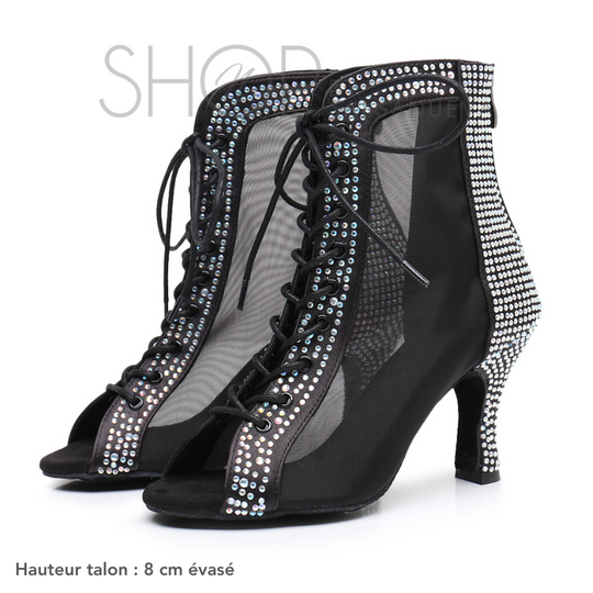 ELEGANCIA" RHINESTONE HEELS BOOTIES