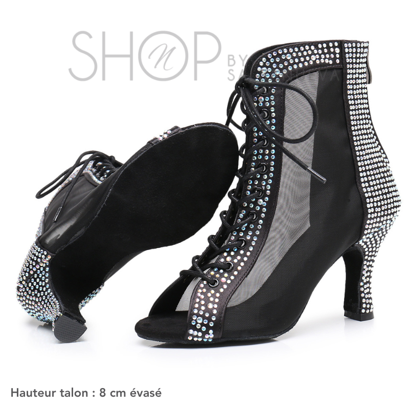 ELEGANCIA" RHINESTONE HEELS BOOTIES