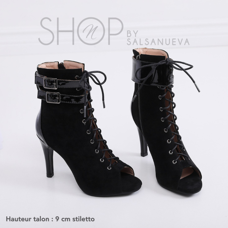 BOTTINES HEELS DOUBLE STRAP NOIR