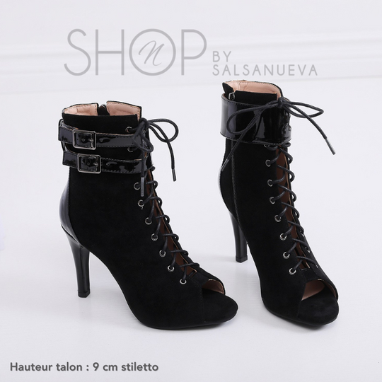 BOTTINES HEELS DOUBLE STRAP NOIR
