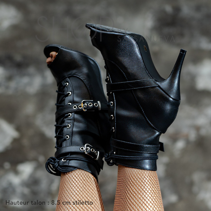 bottines heels cuir