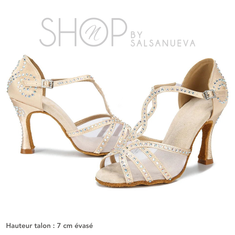 chaussures de danse blanche strass